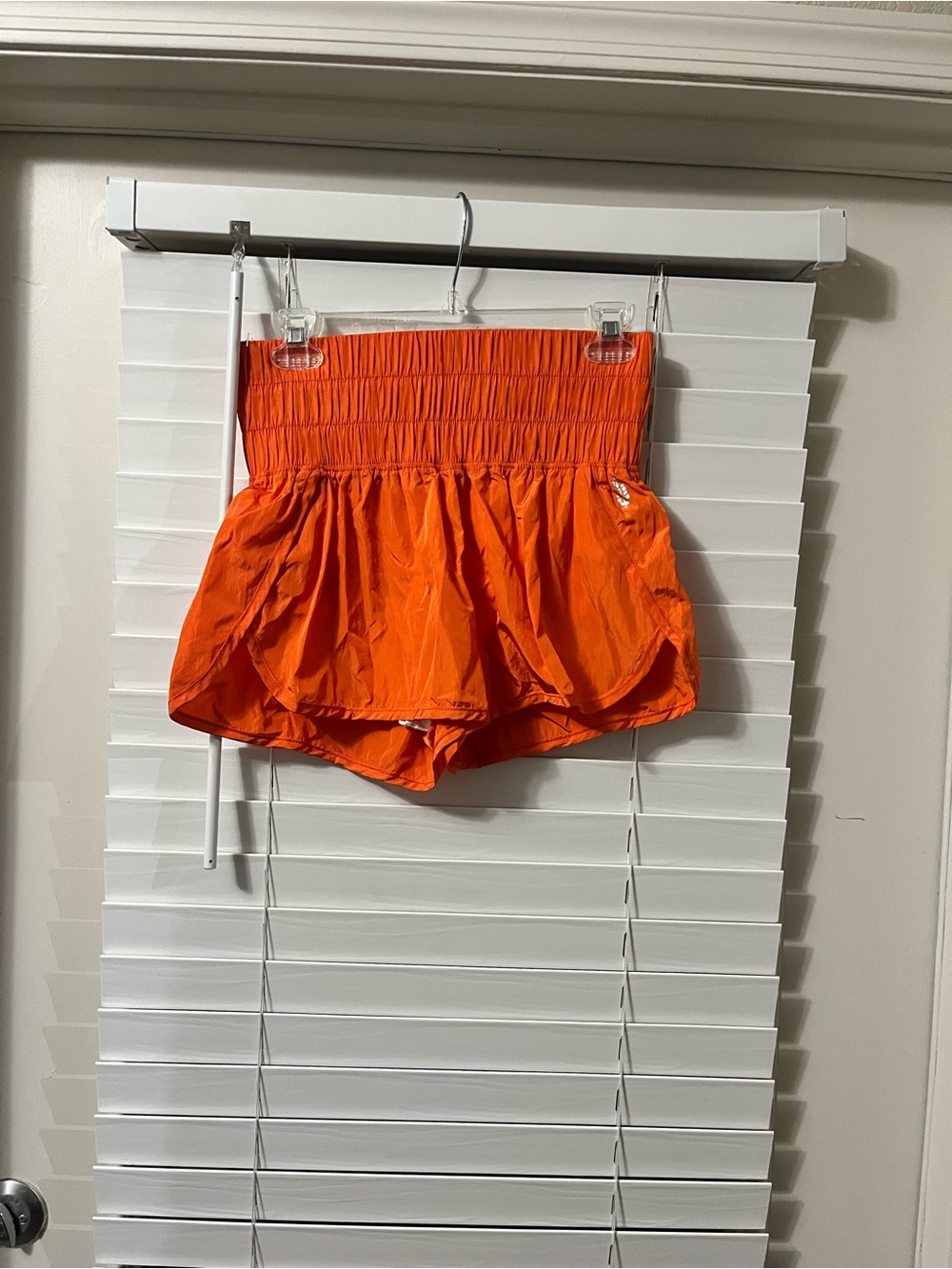 Free People Bright Orange Smocked Waist Athletic Shorts
